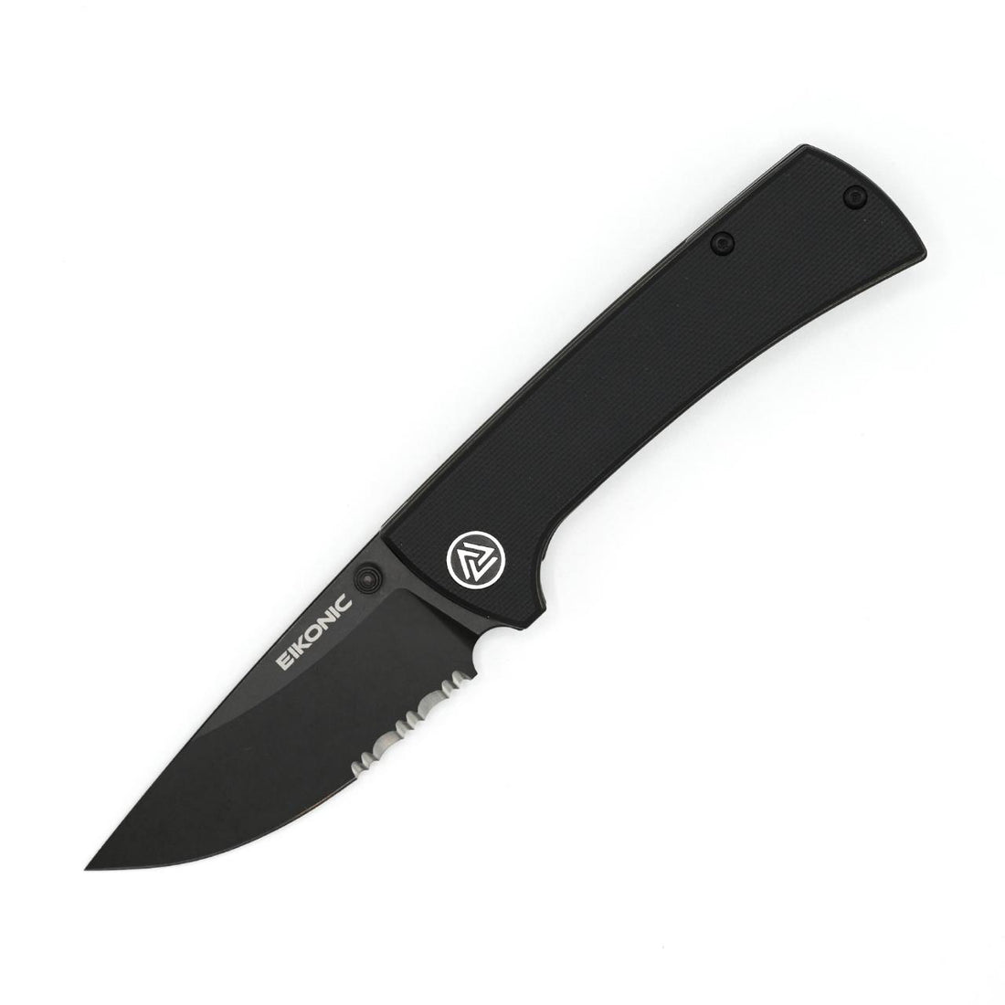 Eikonic RCK9 Einhandmesser, G10, schwarz, Teilsägezahnung