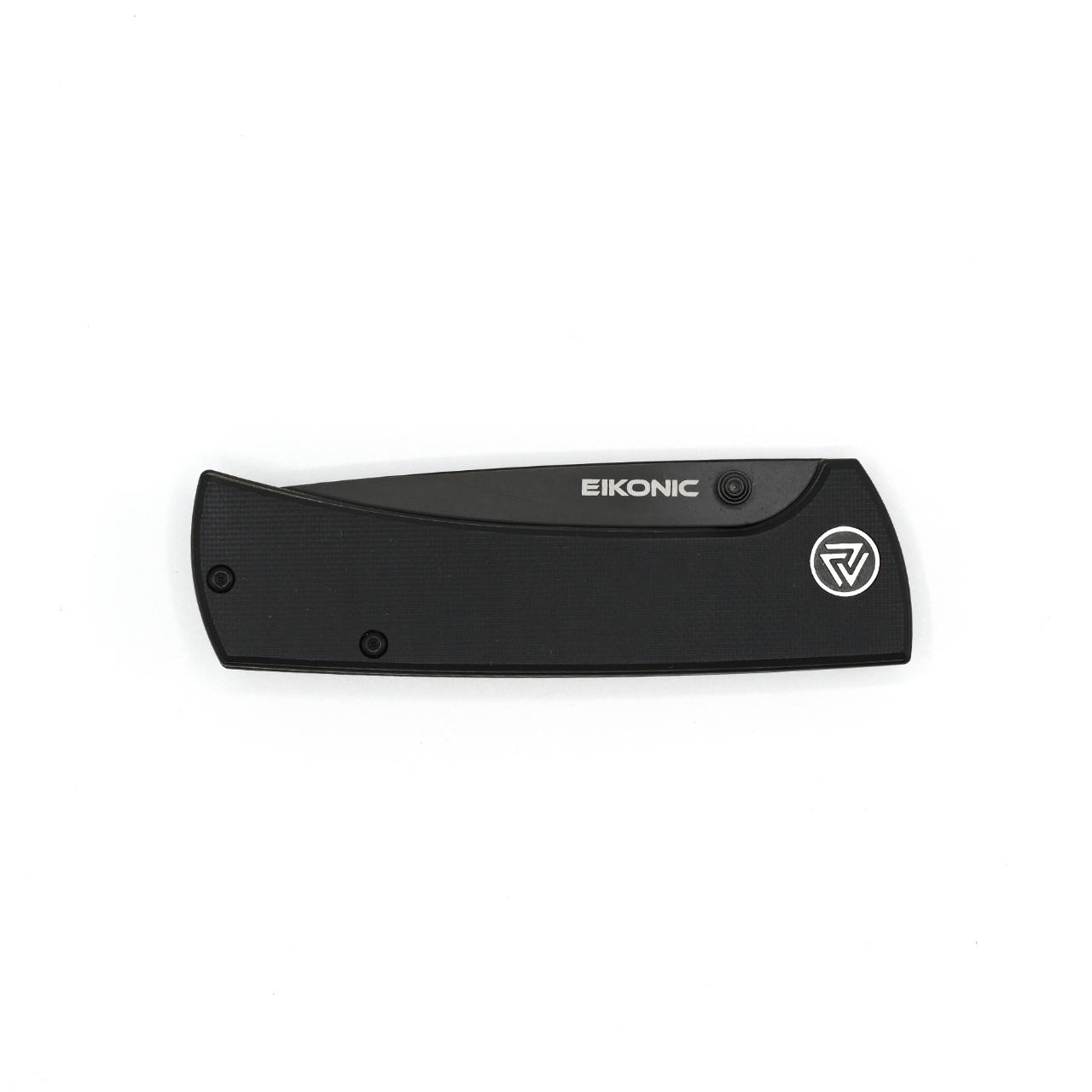 Eikonic RCK9 Einhandmesser, G10, schwarz, Teilsägezahnung