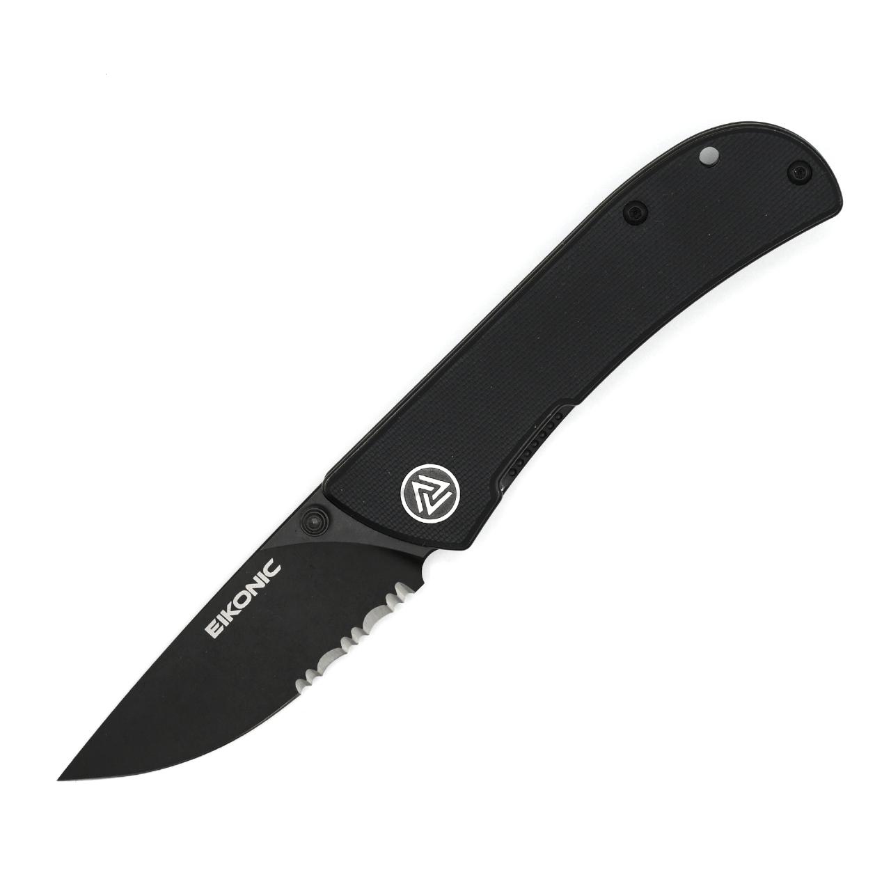 Eikonic FAIRWIND Einhandmesser, schwarz, Teilsägezahnung