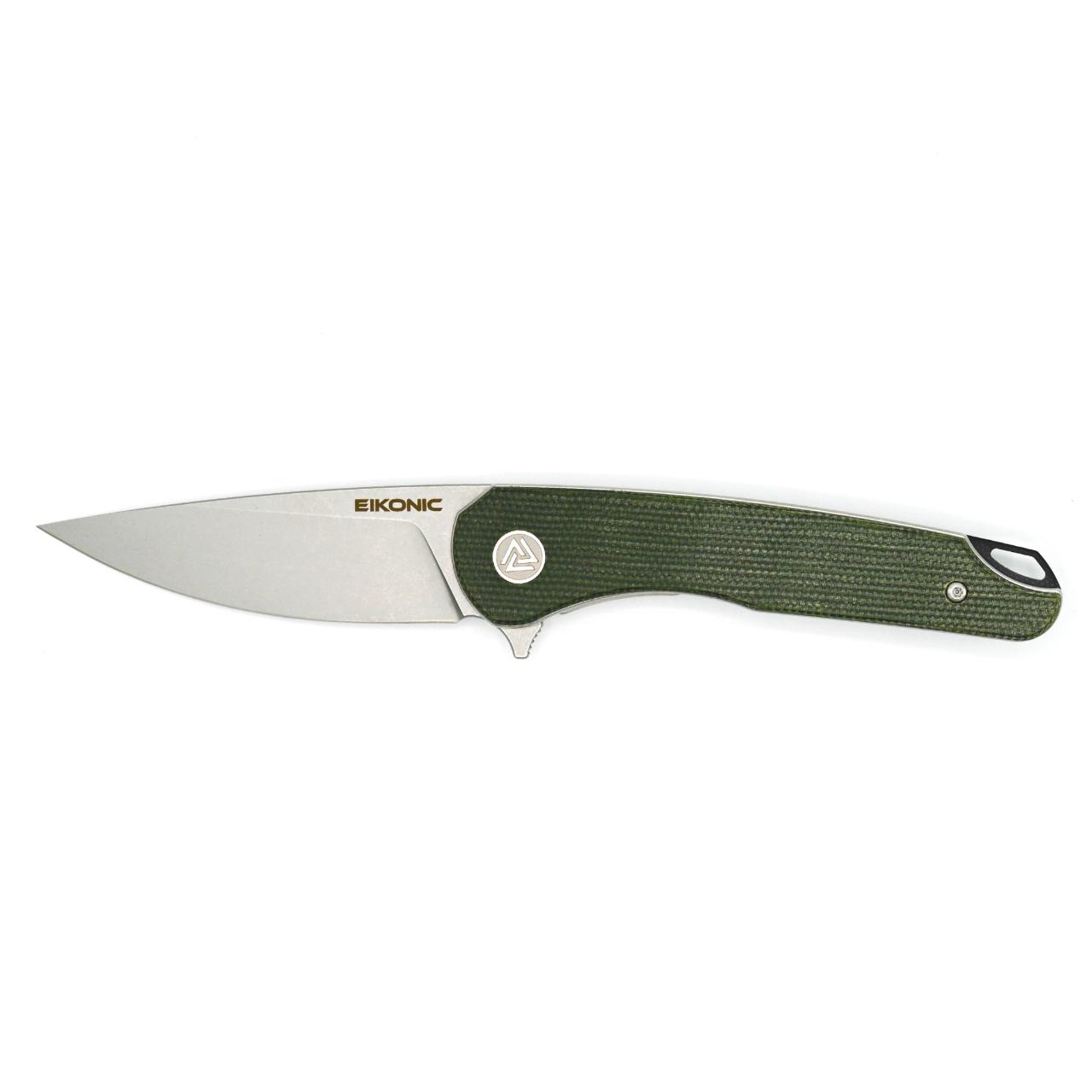 Eikonic DROMAS Einhandmesser, Micarta, olivgrün
