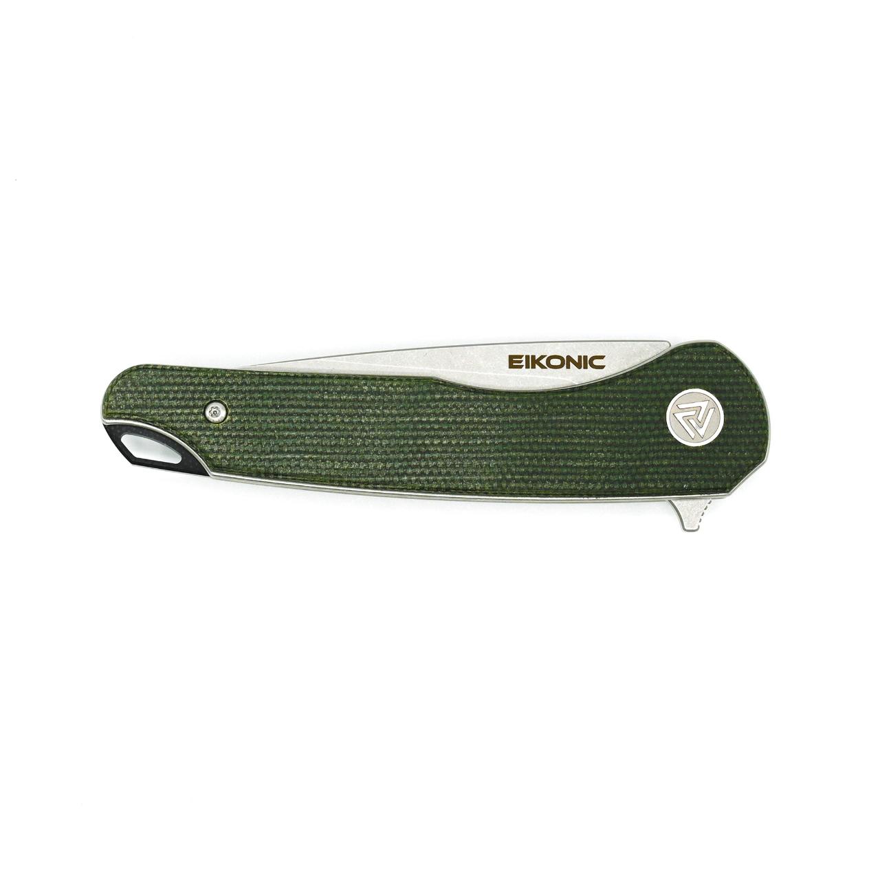 Eikonic DROMAS Einhandmesser, Micarta, olivgrün
