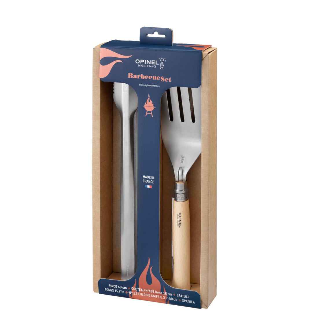 Opinel No 12B Barbecue-Set, zum Aufhängen, 3-teilig