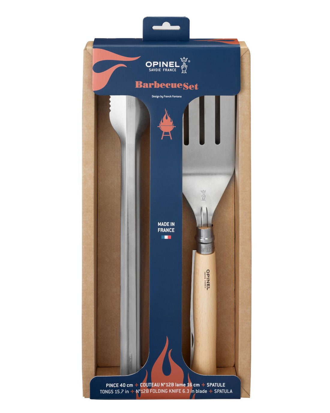 Opinel No 12B Barbecue-Set, zum Aufhängen, 3-teilig