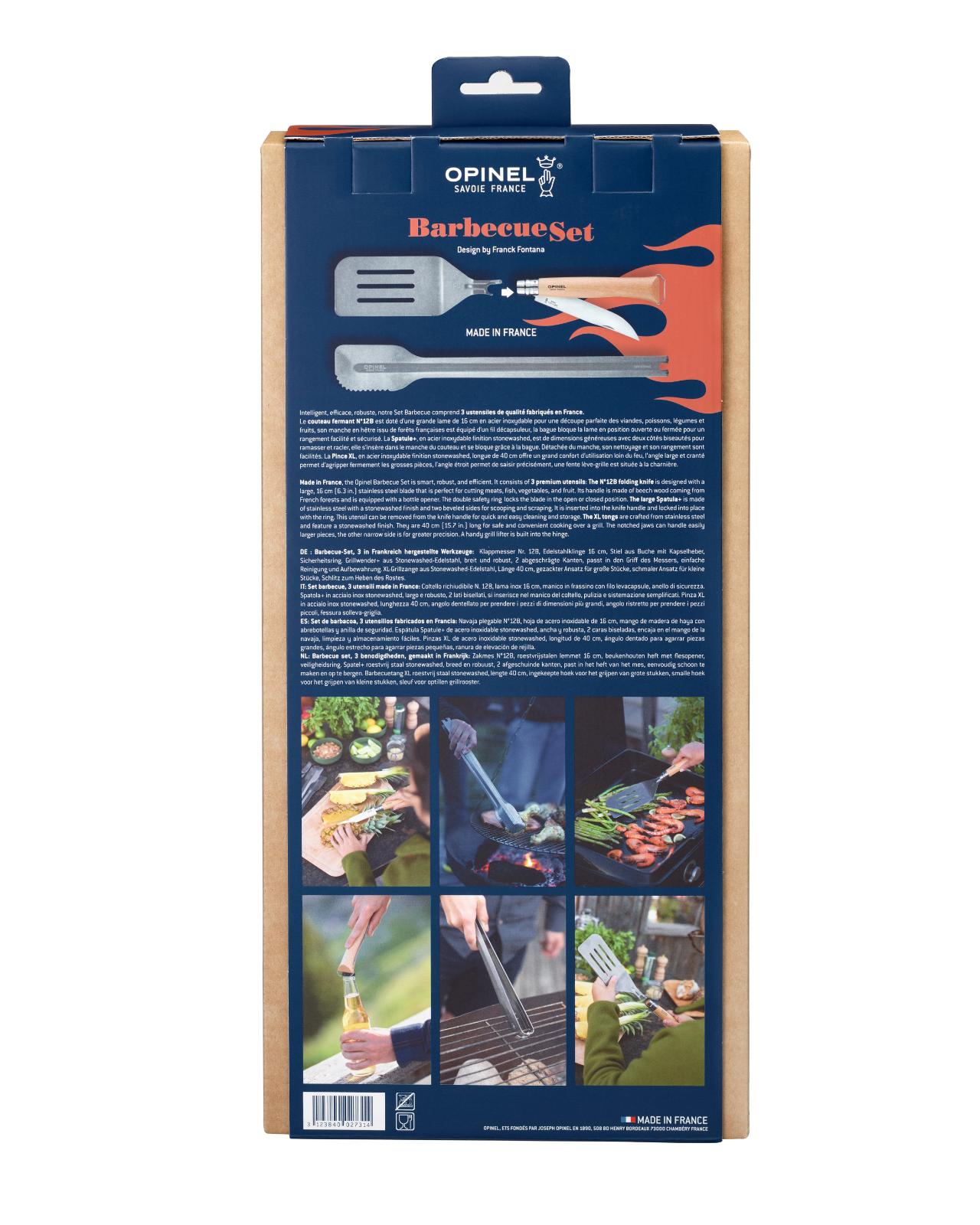 Opinel No 12B Barbecue-Set, zum Aufhängen, 3-teilig