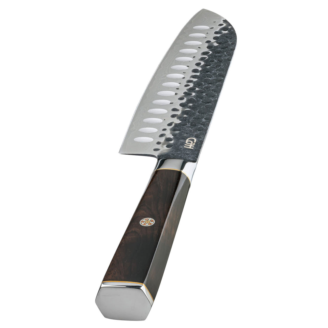 Herbertz CJH Santoku-Messer, 67-Lagen Damast, Ebenholz