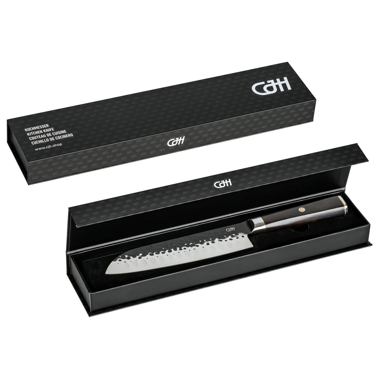 Herbertz CJH Santoku-Messer, 67-Lagen Damast, Ebenholz