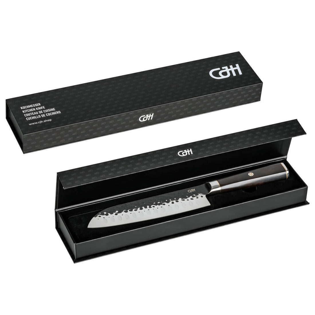 Herbertz CJH Santoku-Messer, 67-Lagen Damast, Ebenholz