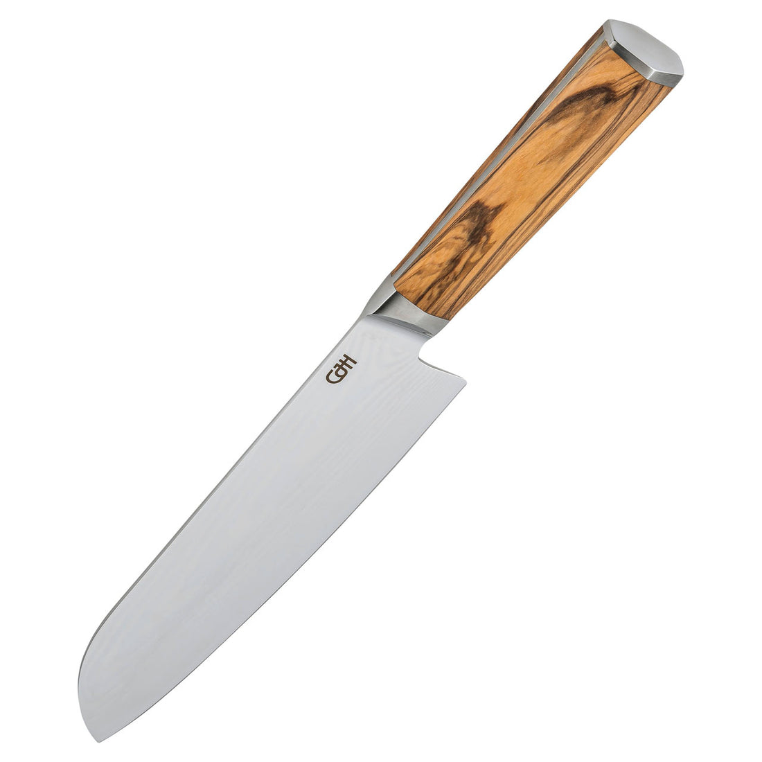 Herbertz CJH Santoku-Messer, 67-Lagen Damast, Olivenholz
