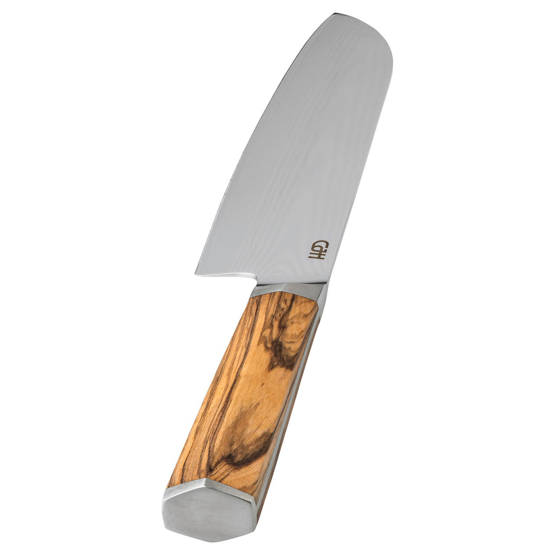 Herbertz CJH Santoku-Messer, 67-Lagen Damast, Olivenholz