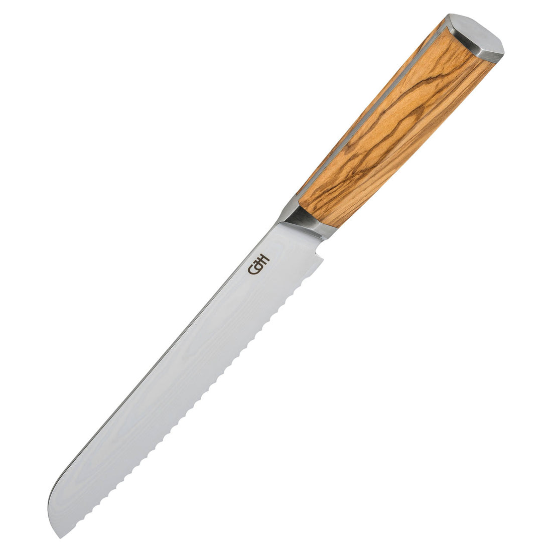 Herbertz CJH Brotmesser, 67-Lagen Damast, Olivenholz