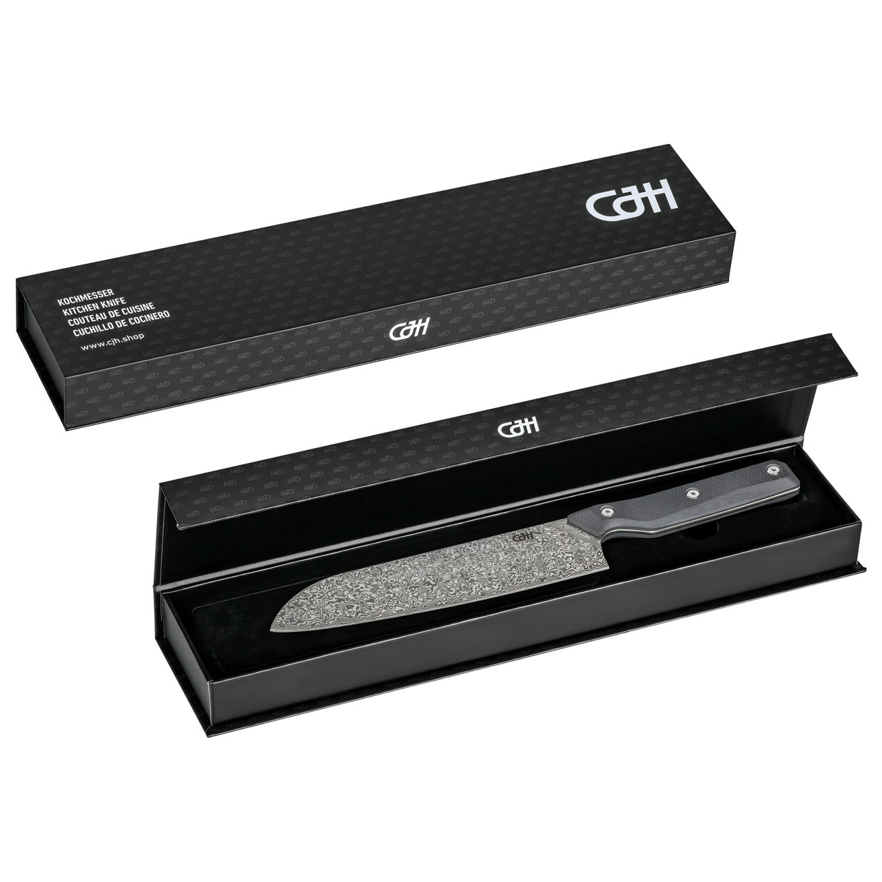 Herbertz CJH Santoku-Messer groß, 110-Lagen Damast, G10