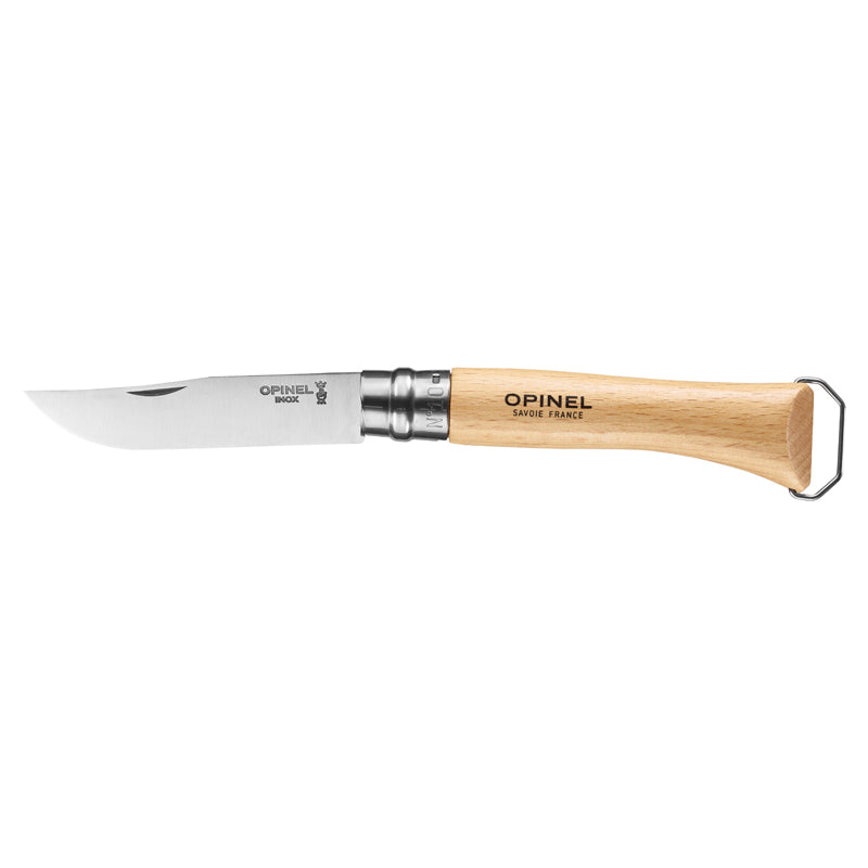 Opinel No 10 mit Korkenzieher und Flaschenöffner in Holzbox, Buchenholz