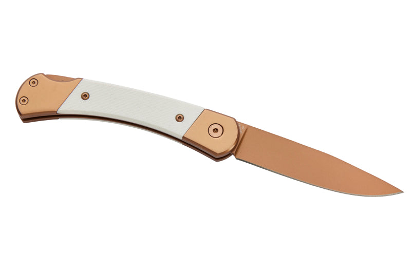 Herbertz Taschenmesser Titanbeschichtung Rosengold D2, Medium, White
