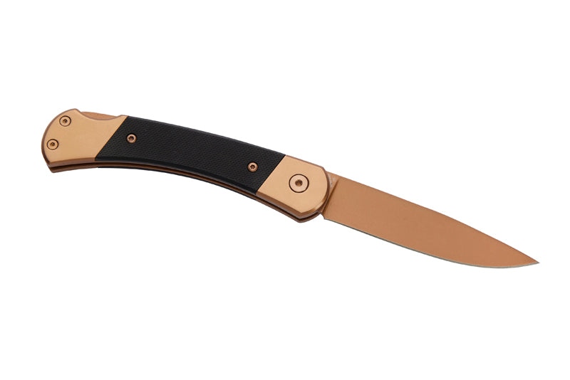 Herbertz Taschenmesser Titanbeschichtung Rosengold D2, Medium, Black