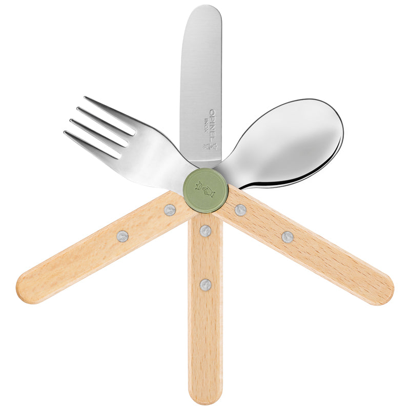 Opinel LE PETIT GOURMET, Kinder-Besteck-Set, Olivgrün