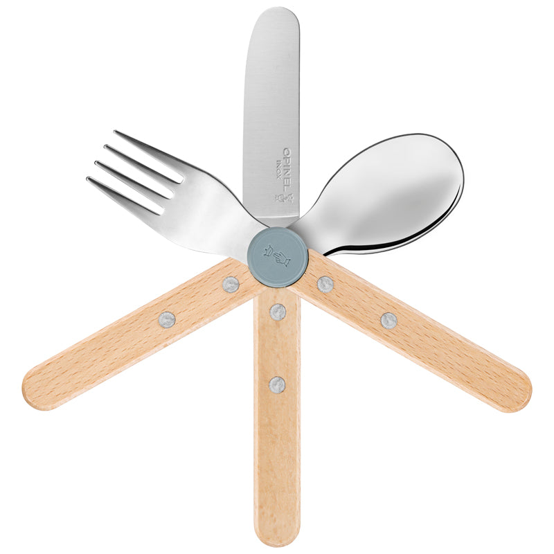 Opinel LE PETIT GOURMET, Kinder-Besteck-Set, Regenblau