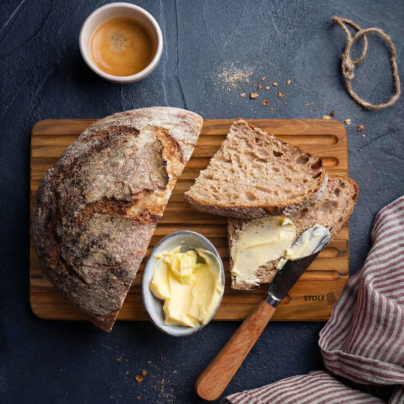 Stolf Teakholz Schneidbrett für Brot Elegance Culinary 39cm x 25cm