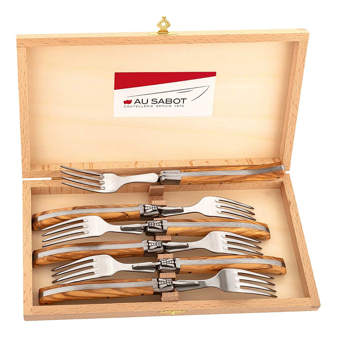 Au Sabot Laguiole Gabel-Set, Olivenholz