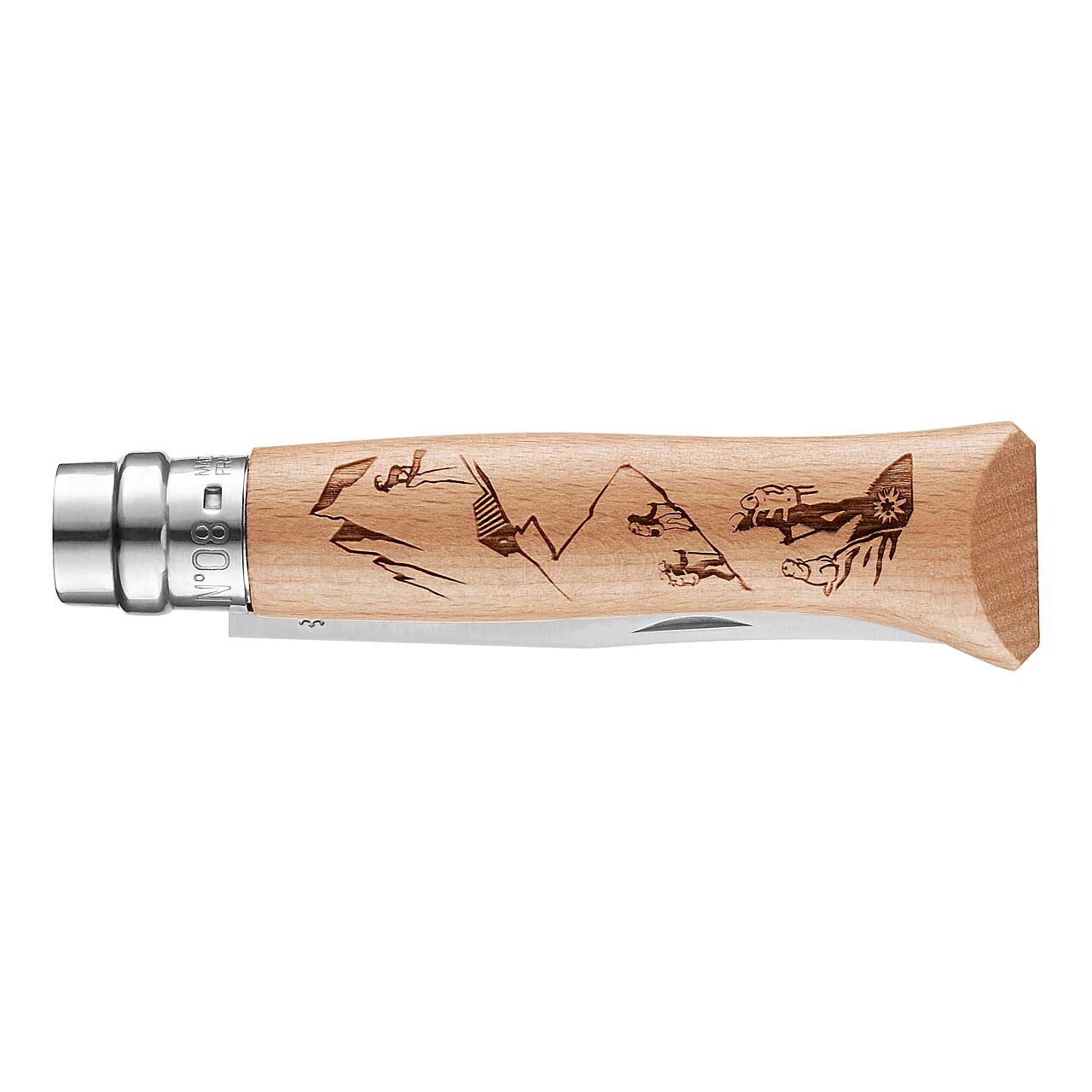Opinel No 08 GRAVURE RANDO, Buchenholz