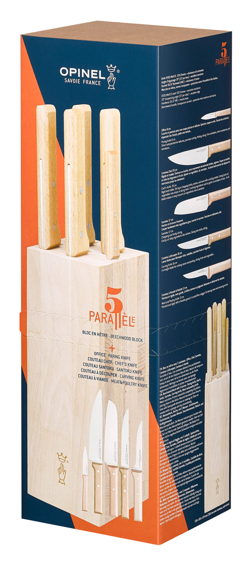 Opinel PARALLELE Fleisch Messerblock, Messer-Set, 5-teilig