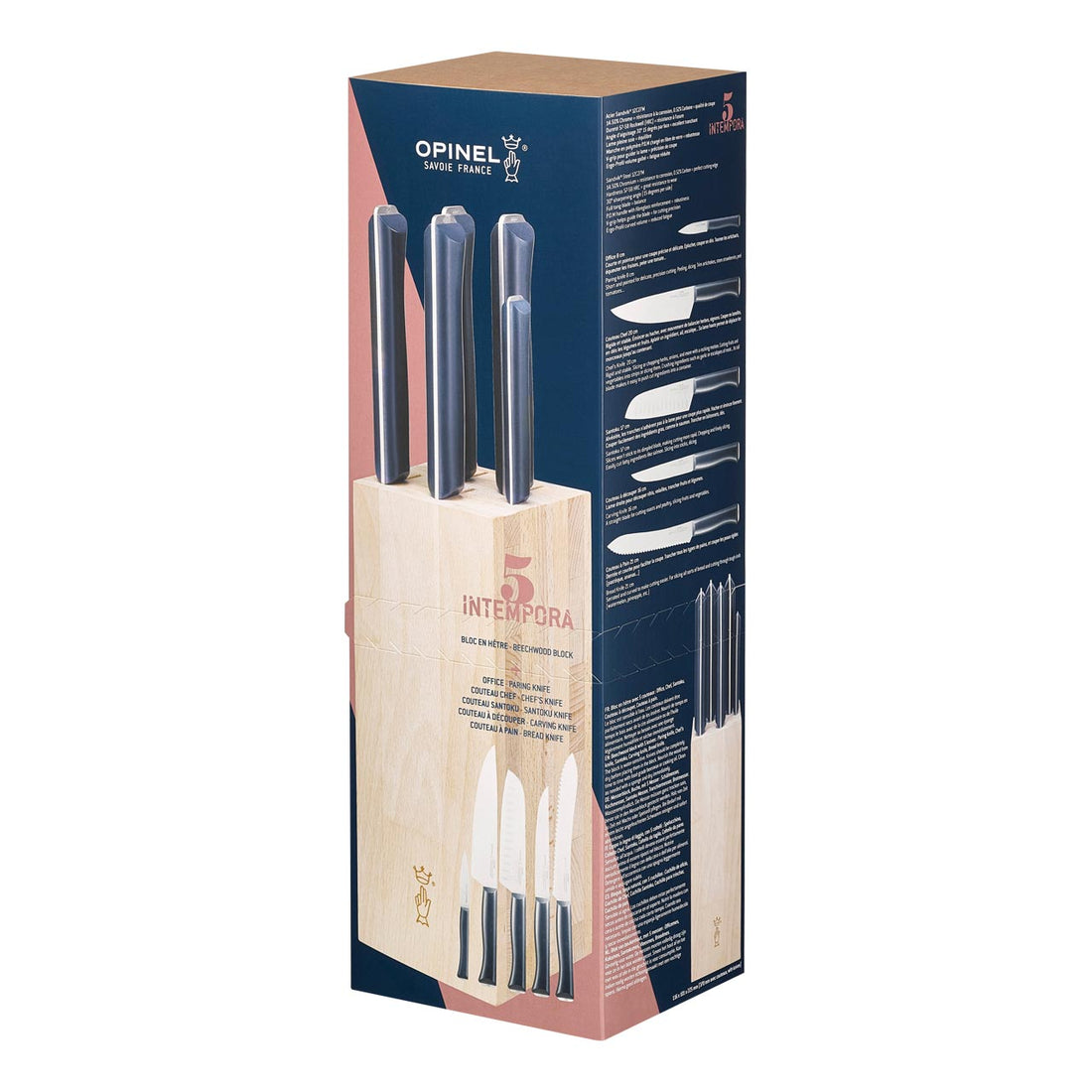 Opinel INTEMPORA Messerblock, Messer-Set 5-teilig