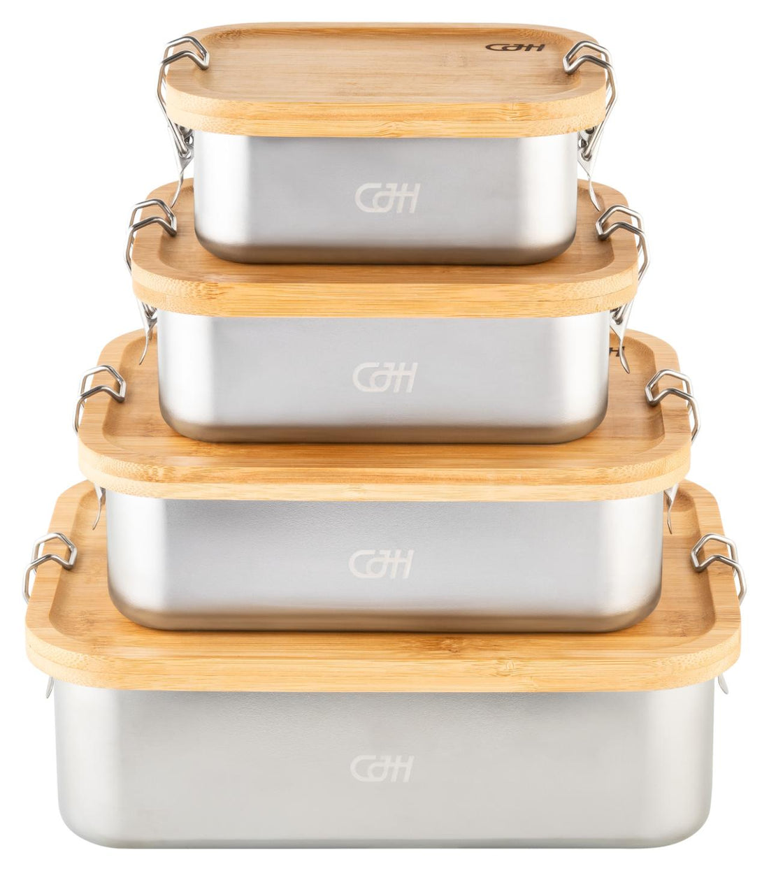 Herbertz CJH Edelstahl Lunch Box XL, Bambus-Deckel, Fachteiler