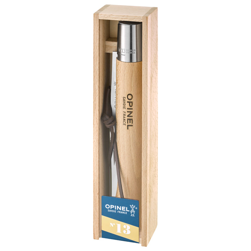 Opinel No 13 Taschenmesser Edelstahl, Holzbox