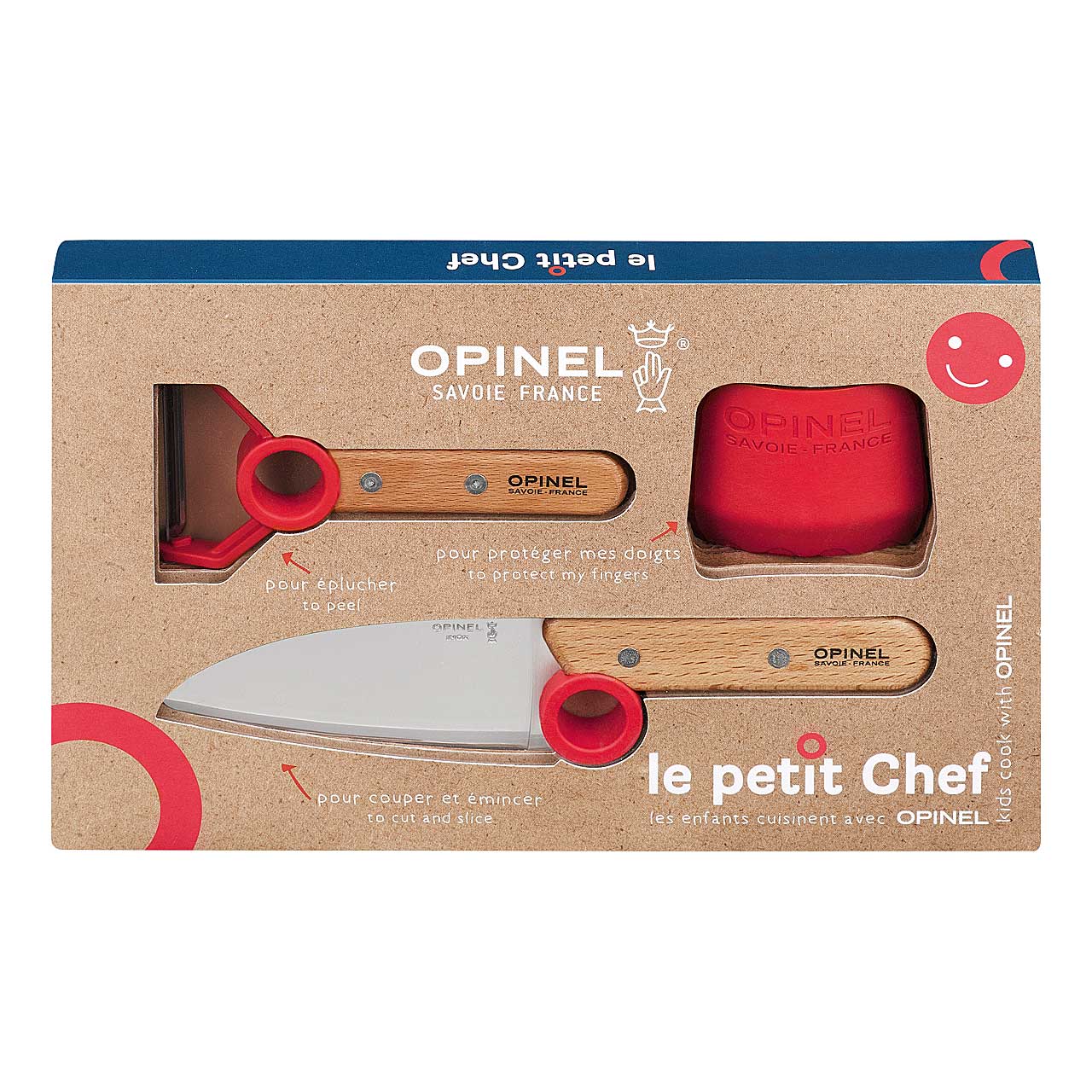 Opinel LE PETIT CHEF Kinder Küchen-Set, 3-teilig, rot