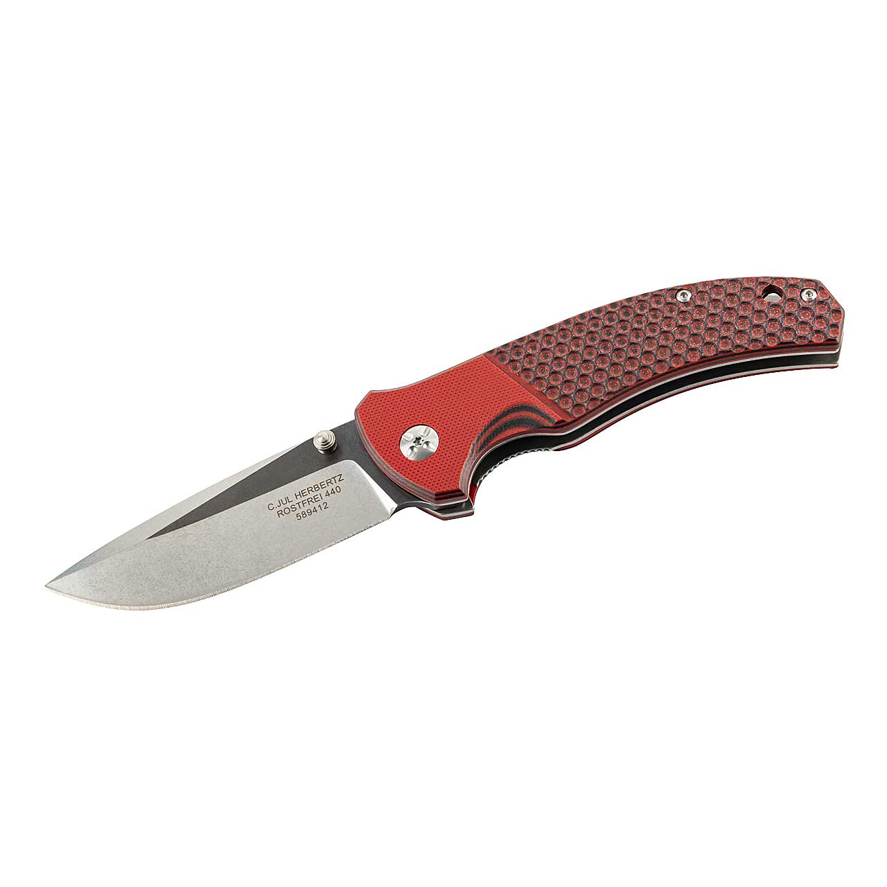 Herbertz Einhandmesser, rot, Etui