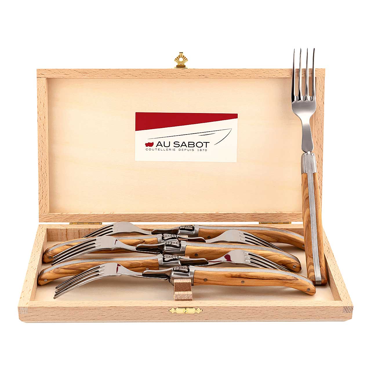 Au Sabot Laguiole Gabel-Set, Olivenholz