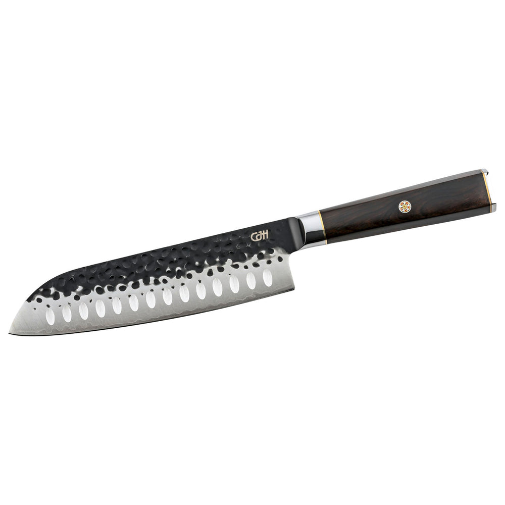Herbertz CJH Santoku-Messer, 67-Lagen Damast, Ebenholz