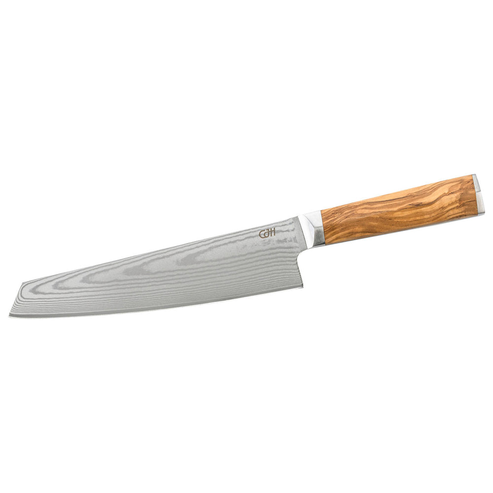Herbertz CJH Kiritsuke-Messer groß, 67-Lagen Damast, Olivenholz