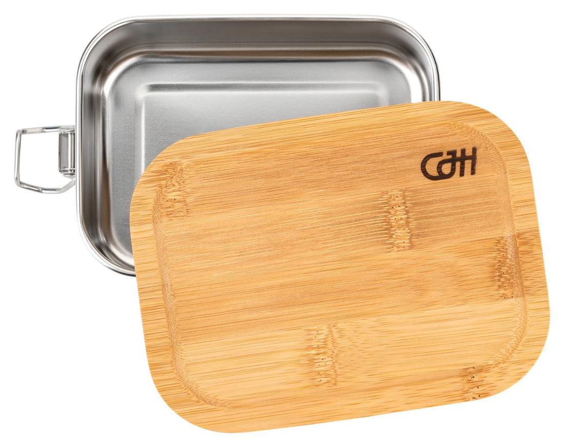 Herbertz CJH Edelstahl Lunch Box S, Bambus-Deckel