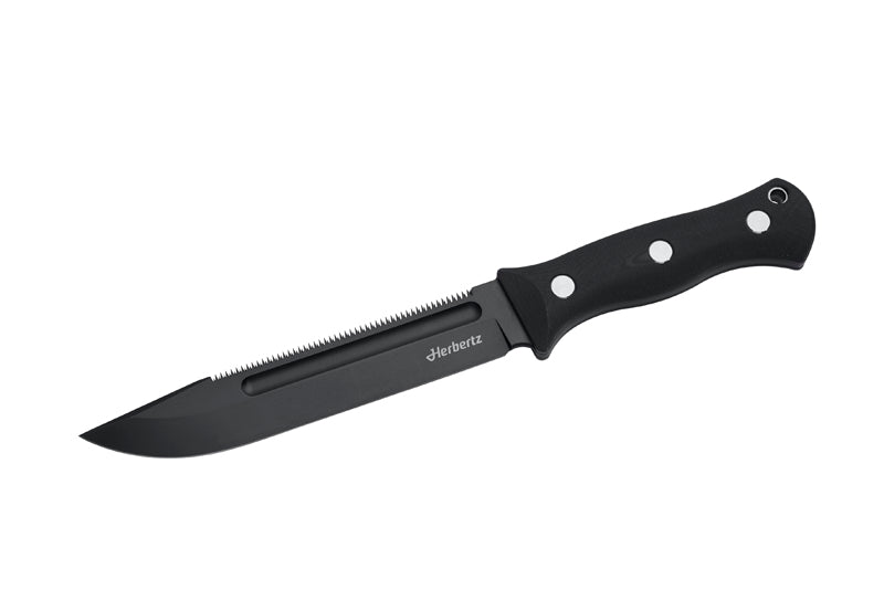 Herbertz Outdoor- und Survivalmesser D2, schwarz G10