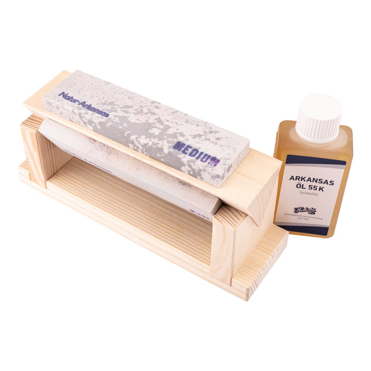 Herbertz Holzblock mit 3 Abziehsteinen