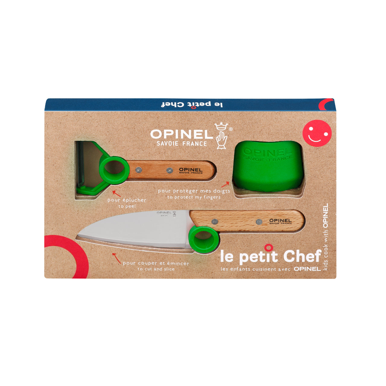 Opinel LE PETIT CHEF Kinder Küchen-Set, 3-teilig, grün