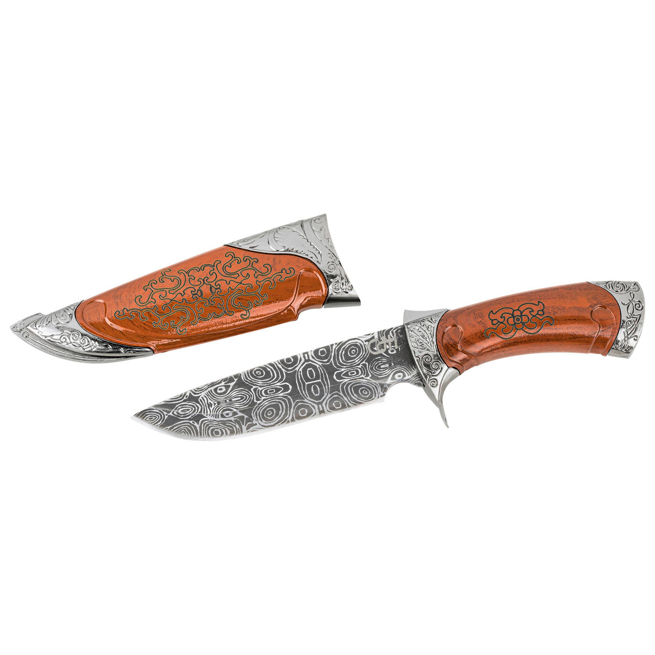 Herbertz CJH Gürtelmesser, Damast Design geätzt