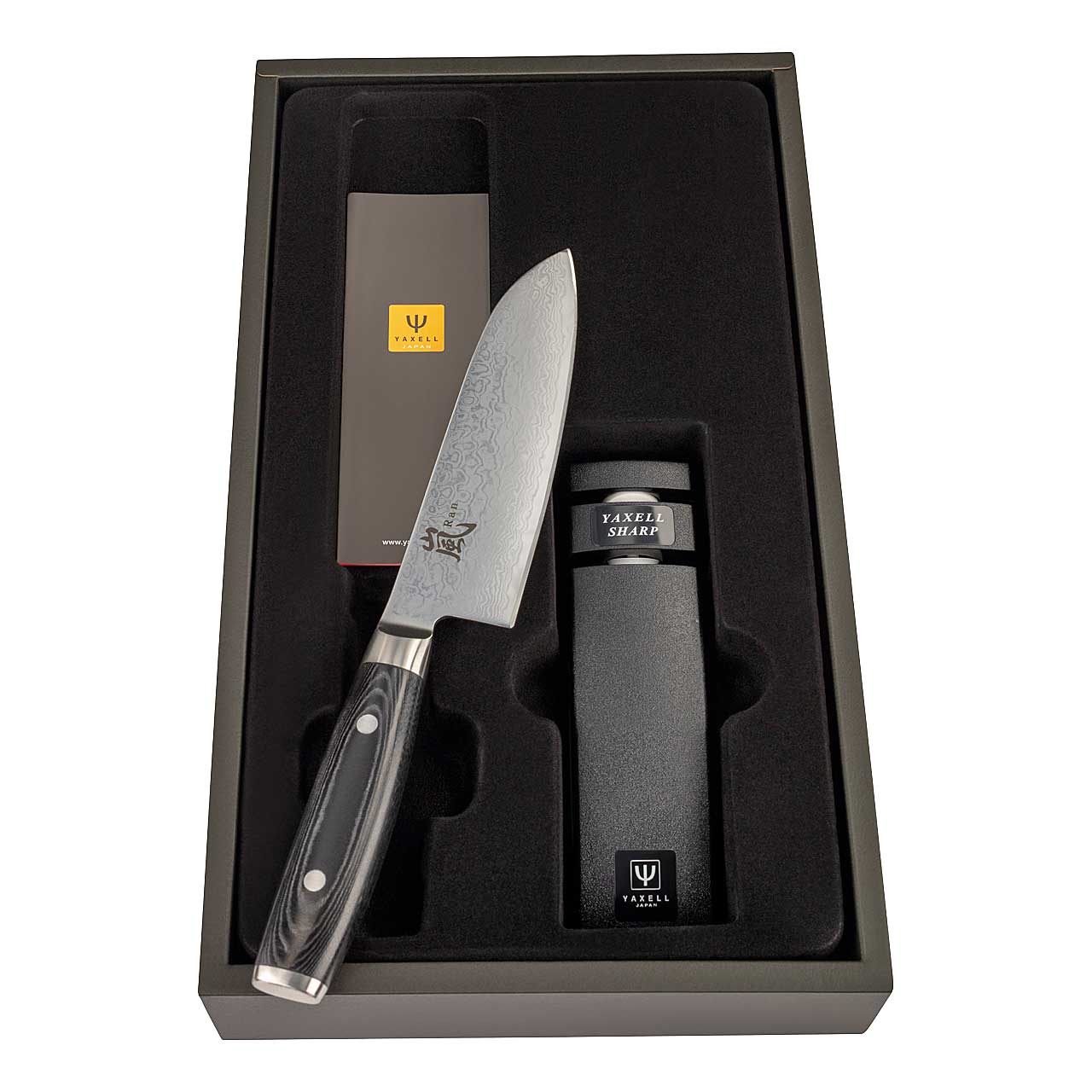 Yaxell RAN Set Santoku-Messer/Schleif