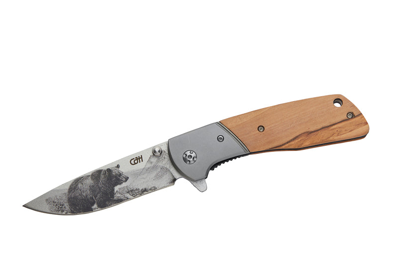 CJH Einhandmesser, Olivenholz